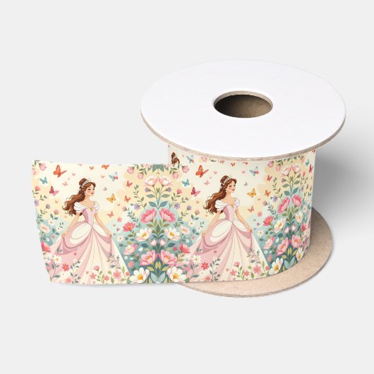 かわいい蝶のプリンセス サテンリボン (リール)