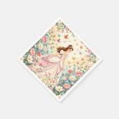 かわいい蝶のプリンセス スタンダードカクテルナプキン (角)