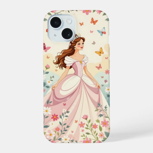 かわいい蝶のプリンセス iPhone 15ケース (裏面)
