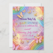 かわいい蝶のベビーガール招待状 招待状 (正面)