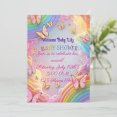 かわいい蝶のベビーガール招待状 招待状 (スタンド正面)