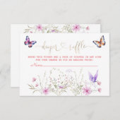 かわいい蝶のワイルドフラワーメドーオムツラッフル エンクロージャーカード (正面/裏面)