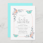 かわいい蝶の女お洒落の子の赤ちゃんシャワー 招待状 (正面/裏面)
