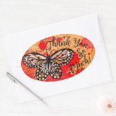 かわいい蝶の水色ヴィンテージボホサンキュー 楕円形シール (封筒)