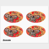 かわいい蝶の水色ヴィンテージボホサンキュー 楕円形シール (シート)