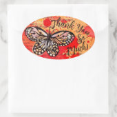 かわいい蝶の水色ヴィンテージボホサンキュー 楕円形シール (バッグ)