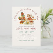 かわいい蝶の繭きのこの赤ちゃんシャワー 招待状 (スタンド正面)