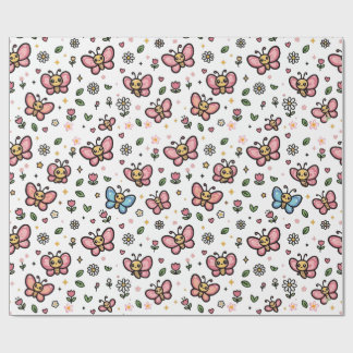 かわいい蝶の花のシームレスなパターン ラッピングペーパー