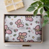 かわいい蝶の花のシームレスなパターン 薄葉紙 (ギフト)