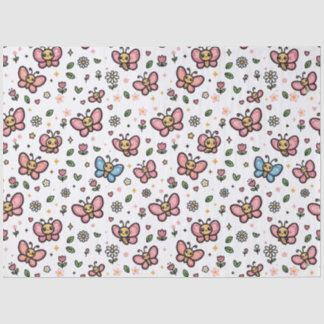 かわいい蝶の花のシームレスなパターン 薄葉紙