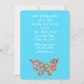 かわいい蝶の花の少年誕生パーティー 招待状 (裏面)