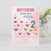 かわいい蝶の花ガールバースデーパーティー 招待状 (スタンド正面)