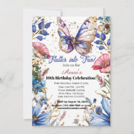 かわいい蝶の誕生日招待状のデザイン 招待状