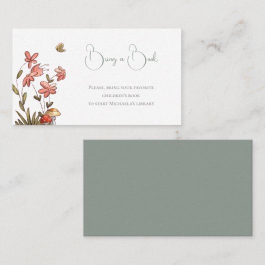 かわいい蝶の赤ちゃんシャワーが本を持ってくる エンクロージャーカード (正面/裏面)