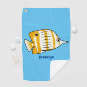 かわいい蝶の魚の漫画イラストレーション ゴルフタオル (インサイチュ)
