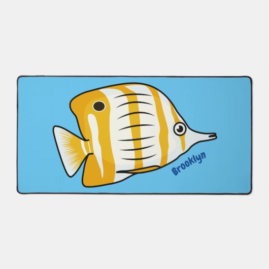 かわいい蝶の魚の漫画イラストレーション デスクマット (正面)