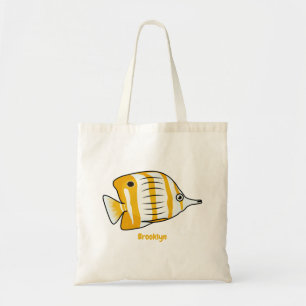 かわいい蝶の魚の漫画イラストレーション トートバッグ