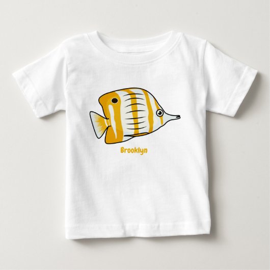 かわいい蝶の魚の漫画イラストレーション ベビーTシャツ (正面)