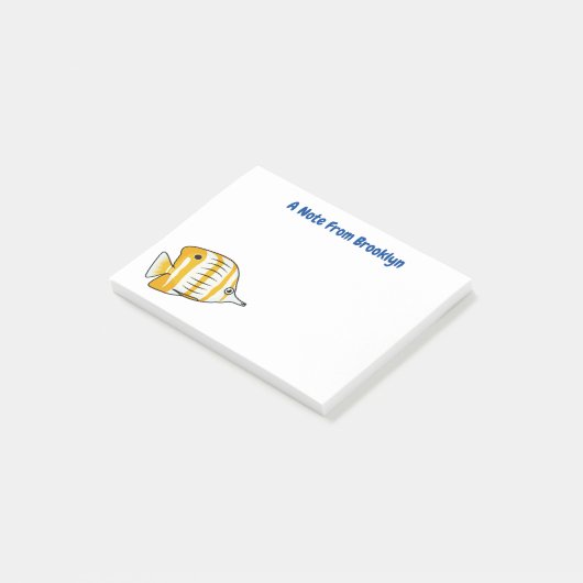 かわいい蝶の魚の漫画イラストレーション ポストイット (アングル)