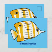 かわいい蝶の魚の漫画イラストレーション ポストカード (正面/裏面)