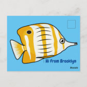 かわいい蝶の魚の漫画イラストレーション ポストカード (裏面)