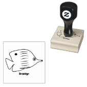 かわいい蝶の魚の漫画イラストレーション ラバースタンプ (押印)