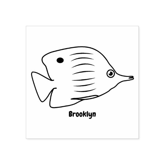 かわいい蝶の魚の漫画イラストレーション ラバースタンプ (インプリント)