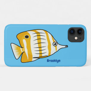 かわいい蝶の魚の漫画イラストレーション iPhone 11 ケース