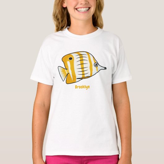 かわいい蝶の魚の漫画イラストレーション Tシャツ (正面)