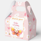 かわいい蝶ピンクフローラガール1st誕生日ラージ フェイバーボックス (裏面)