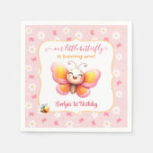 かわいい蝶ピンクフローラガール1st誕生日 スタンダードカクテルナプキン (正面)