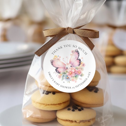かわいい蝶フローラありがとうベビーシャワー ラウンドシール