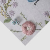 かわいい蝶ミントの緑のピンクの刺繍の花柄 薄葉紙 (詳細)