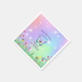 かわいい蝶誕生日のための女の子の紙プレート スタンダードカクテルナプキン (角)