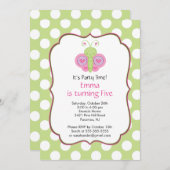 かわいい蝶(ちょう)の誕生日パーティーの招待 招待状 (正面/裏面)