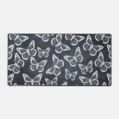 かわいい蝶 エレガント おしゃれなパターン グレー&ホワイト デスクマット (正面)