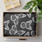 かわいい蝶 エレガント おしゃれな模様 黒 白 薄葉紙 (ギフト)