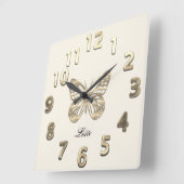 かわいい蝶 スクエア壁時計 (傾斜)