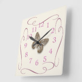 かわいい蝶 スクエア壁時計 (傾斜)