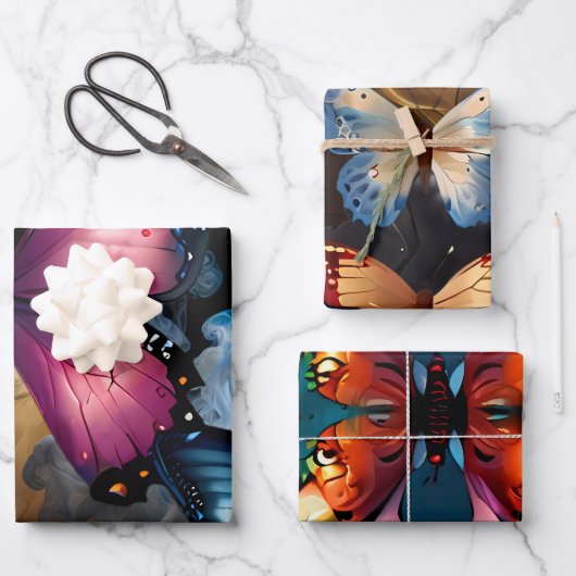 かわいい蝶 ラッピングペーパーシート (正面)