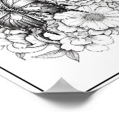 かわいい蝶/花の着色 ポスター (角)