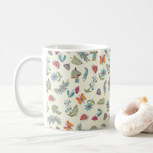 かわいい蝶、花、キノコ、蛾、バグアート コーヒーマグカップ