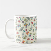 かわいい蝶、花、キノコ、蛾、バグアート コーヒーマグカップ (左)