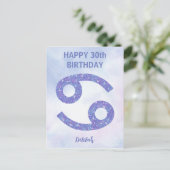 かわいい蟹座のカスタムパープル ハッピーバースデー ポストカード (スタンド正面)