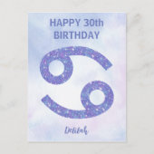 かわいい蟹座のカスタムパープル ハッピーバースデー ポストカード (正面)