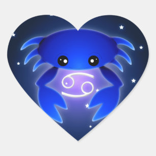 かわいい蟹座の(占星術の)十二宮図 ハートシール