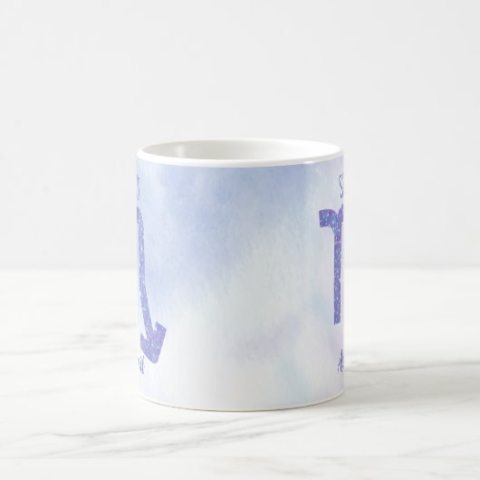 かわいい蠍座星占いサインカスタムパープル コーヒーマグカップ (中央)