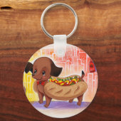 かわいい街のホットドッグ キーホルダー (正面)