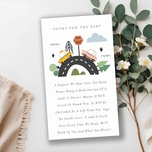 かわいい街の車の赤ちゃんシャワー用ブック エンクロージャーカード