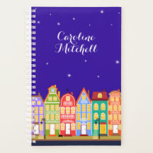 かわいい街ブラックキャットマンガハウス5.5x8.5プランナー